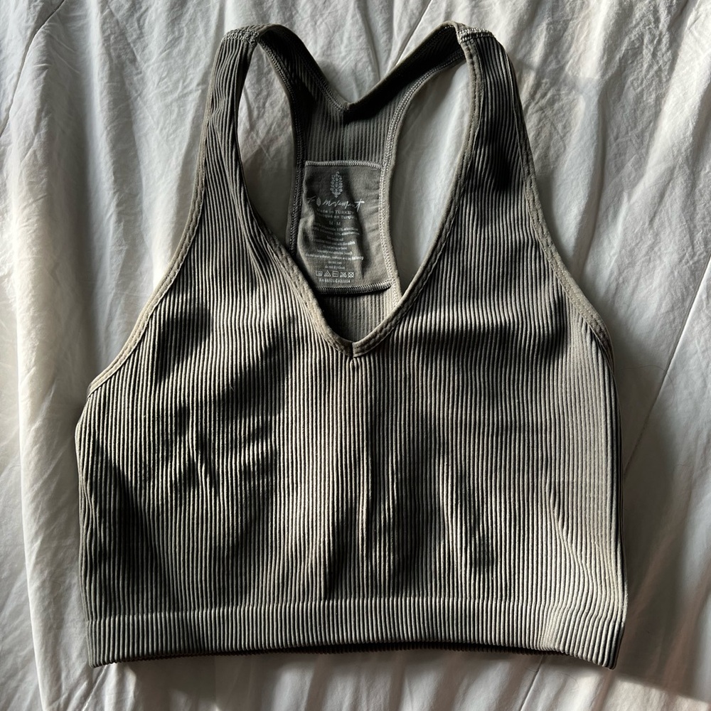 FP Movement Ribbed V-Neck Racerback Bralette - Green